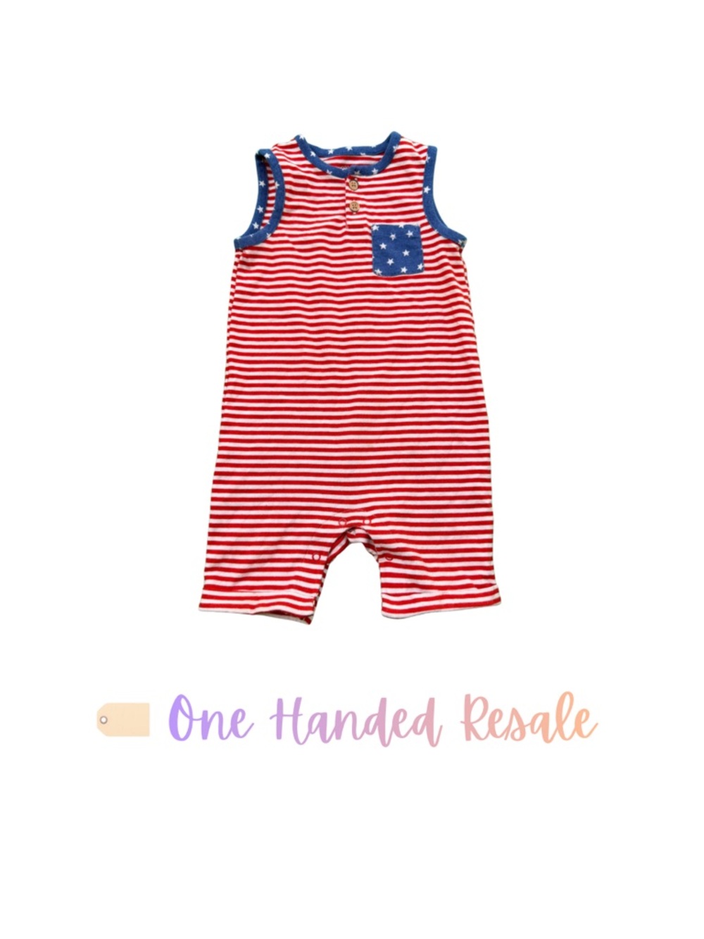 🎇 Cat & Jack Kids Patriotic Red White Blue Baby Romper 4th of July Outfit 18M